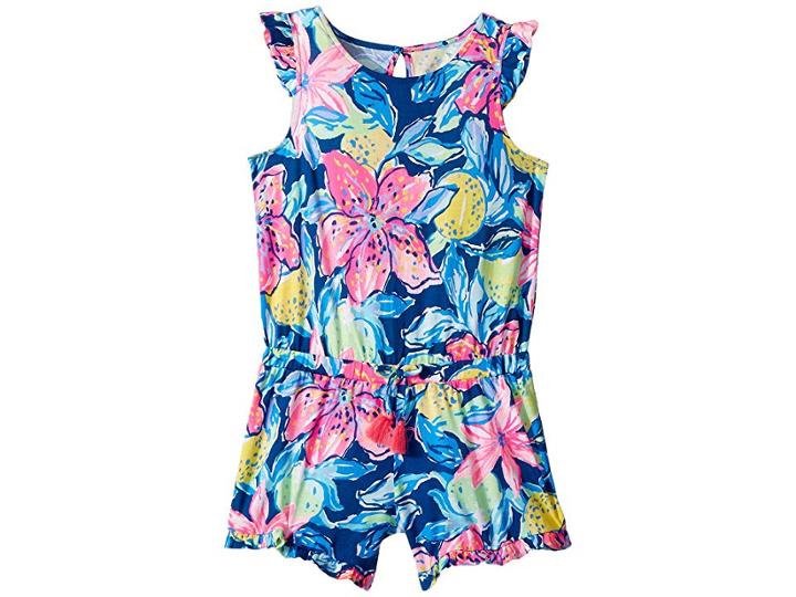 Lilly Pulitzer Kids Azel Romper (toddler/little Kids/big Kids) (nauti Navy Capri Soleil) Girl's Jumpsuit & Rompers One Piece