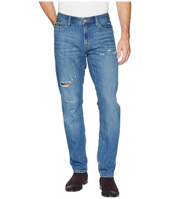 Calvin Klein Jeans Slim Fit Jeans In Dog Patch Blue Destruct Wash (dog Patch Blue Destruct Wash) Men's Jeans