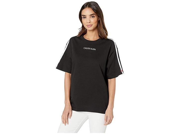 Calvin Klein Underwear Statement Lounge Short Sleeve Crew Neck T-shirt (black) Women's Clothing