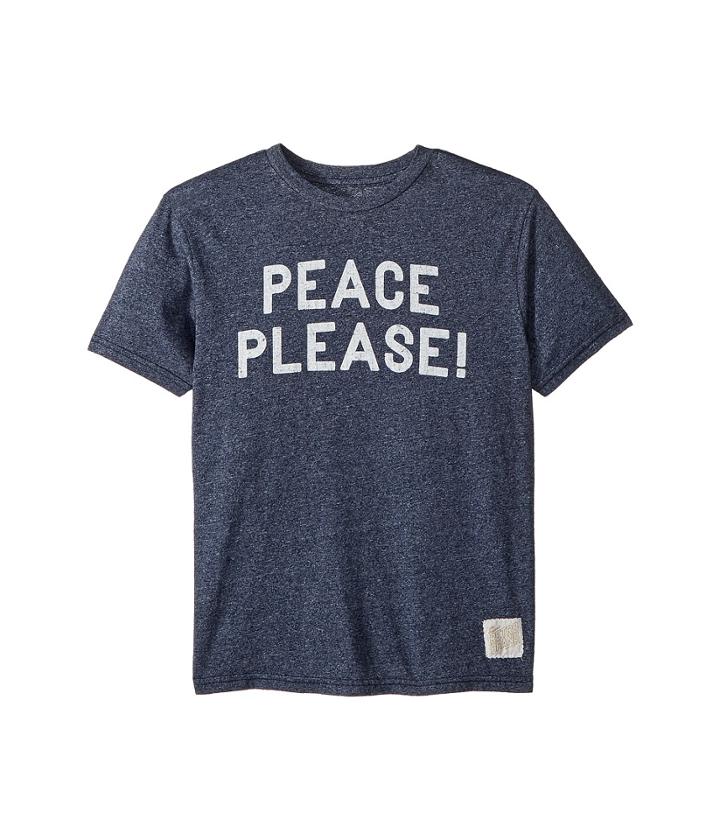 The Original Retro Brand Kids Peace Please Short Sleeve Mocktwist Tee (big Kids) (mocktwist Navy) Boy's T Shirt