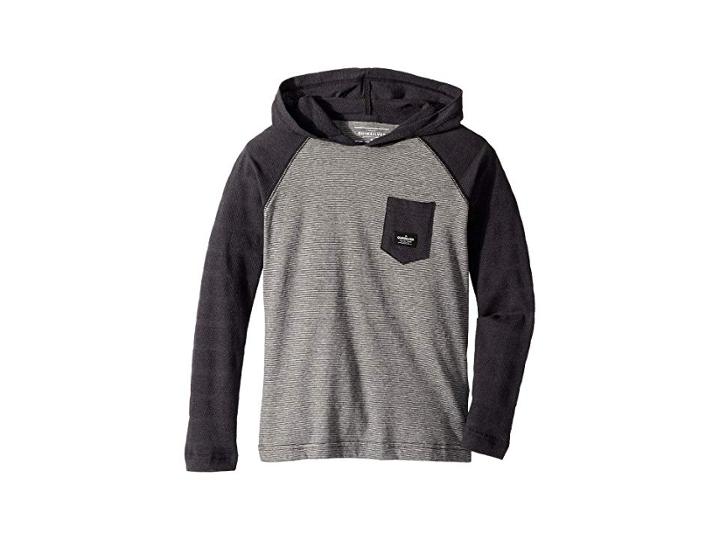 Quiksilver Kids Michi Hooded Long Sleeve (big Kids) (dark Grey Heather) Boy's Long Sleeve Pullover