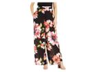 Eci Floral Printed Flare Pants (black/pink) Women's Casual Pants