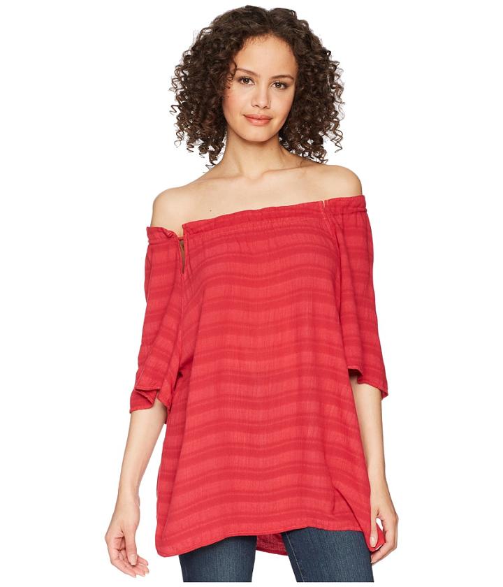 Michael Stars Plisse Front-to-back Tie Neck Top (hacienda) Women's Clothing