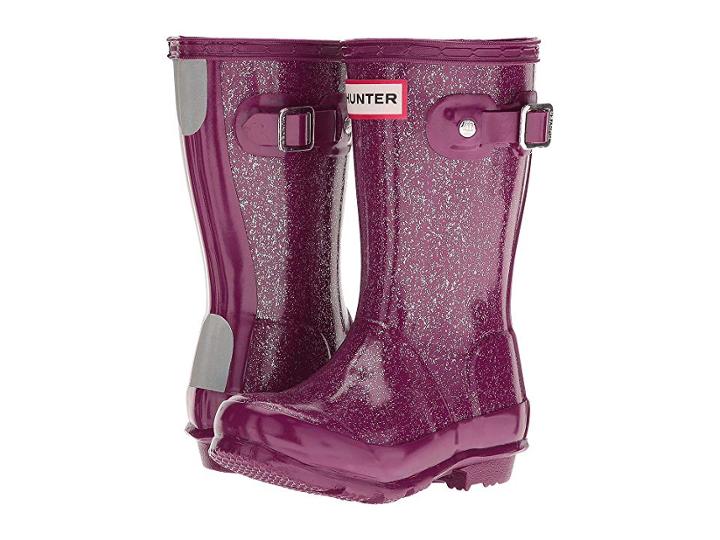 Hunter Kids Original Kids' Glitter Finish Wellington Rain Boots (toddler/little Kid) (bright Violet) Kids Shoes
