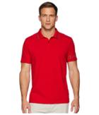 Calvin Klein Short Sleeve V-neck Polo With Printed Sleeve Logo (red Clash) Men's Clothing