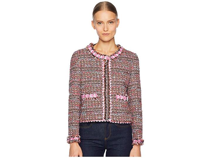 Boutique Moschino Tweed Jacket (fantasy Print Pink) Women's Coat