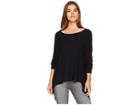 1.state Long Sleeve Variegated Rib Knot Back Top (rich Black) Women's Clothing