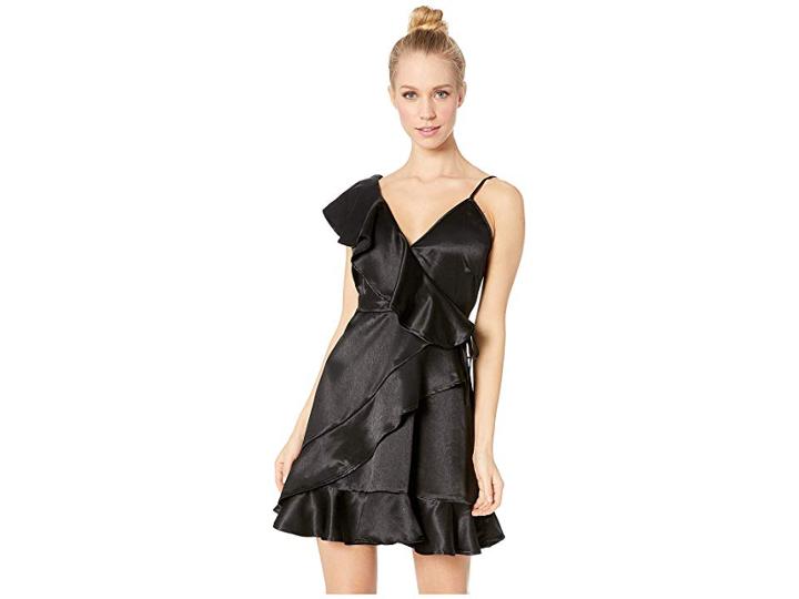 Jack By Bb Dakota Limelight Charmeuse Ruffle Dress (black) Women's Dress