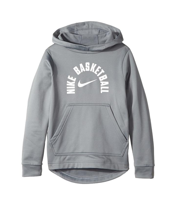 Nike Kids Therma Basketball Pullover Hoodie (little Kids/big Kids) (cool Grey/white) Boy's Sweatshirt