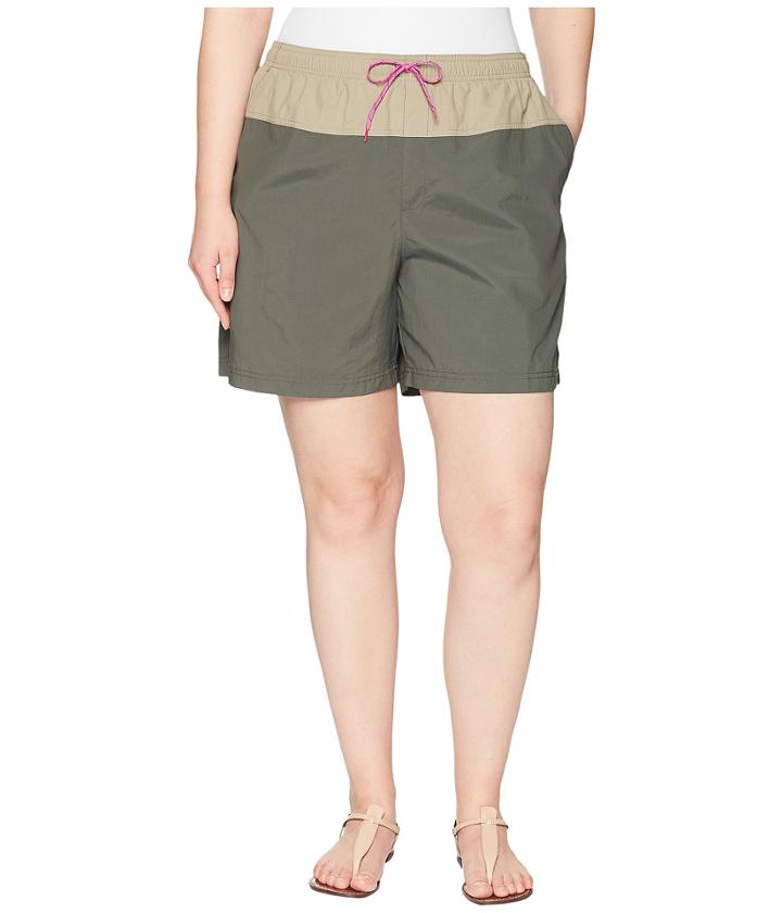 Columbia Plus Size Sandy Rivertm Color Blocked Shorts (gravel/tusk/bright Lavender) Women's Shorts