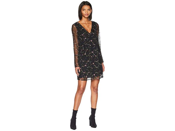 Bcbgeneration Bow Back Flare Sleeve Dress (black Multi) Women's Dress
