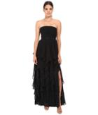 Adrianna Papell Strapless Chiffon Ruffle Gown (black) Women's Dress