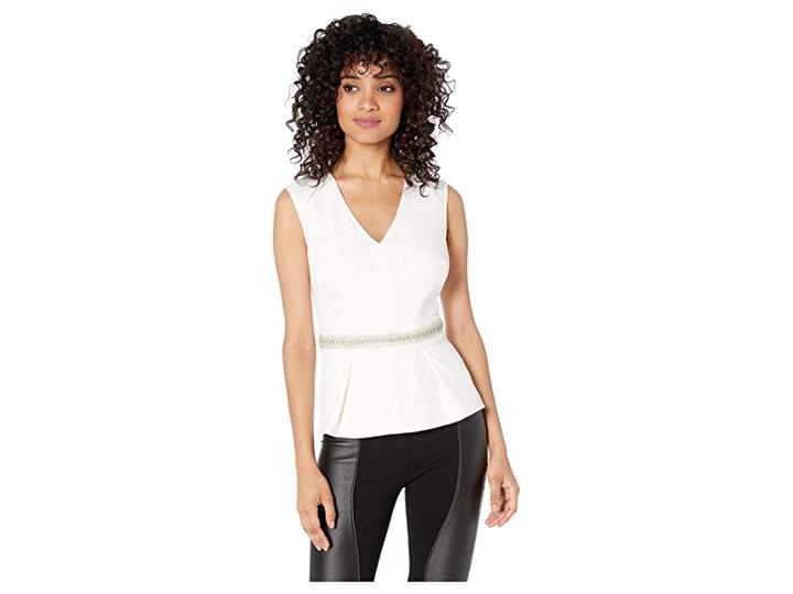 Bebe Cut Out Detail Peplum Top (pristine) Women's Blouse