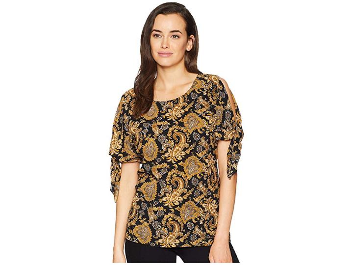 Michael Michael Kors Sweetheart Paisley Top (black/marigold) Women's Clothing