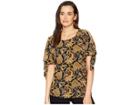 Michael Michael Kors Sweetheart Paisley Top (black/marigold) Women's Clothing