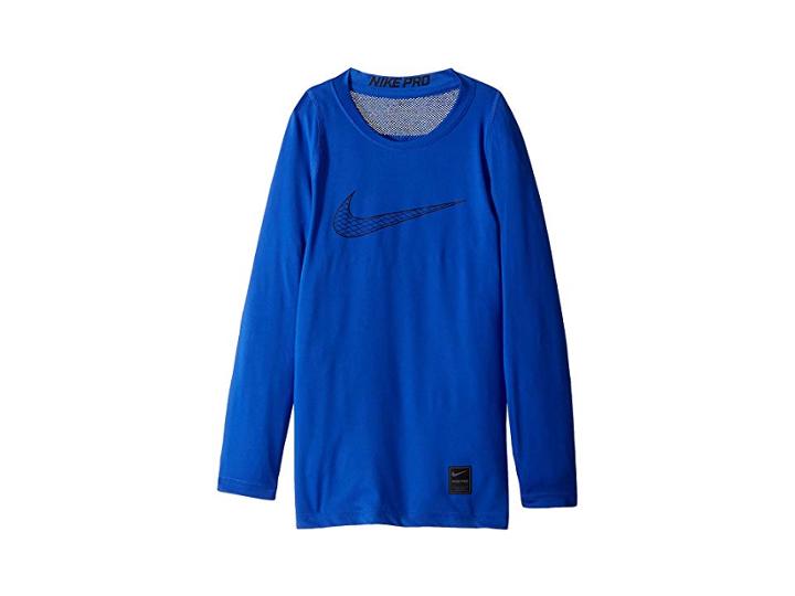 Nike Kids Pro Fitted Long Sleeve Training Top (little Kids/big Kids) (hyper Royal/black) Boy's Clothing