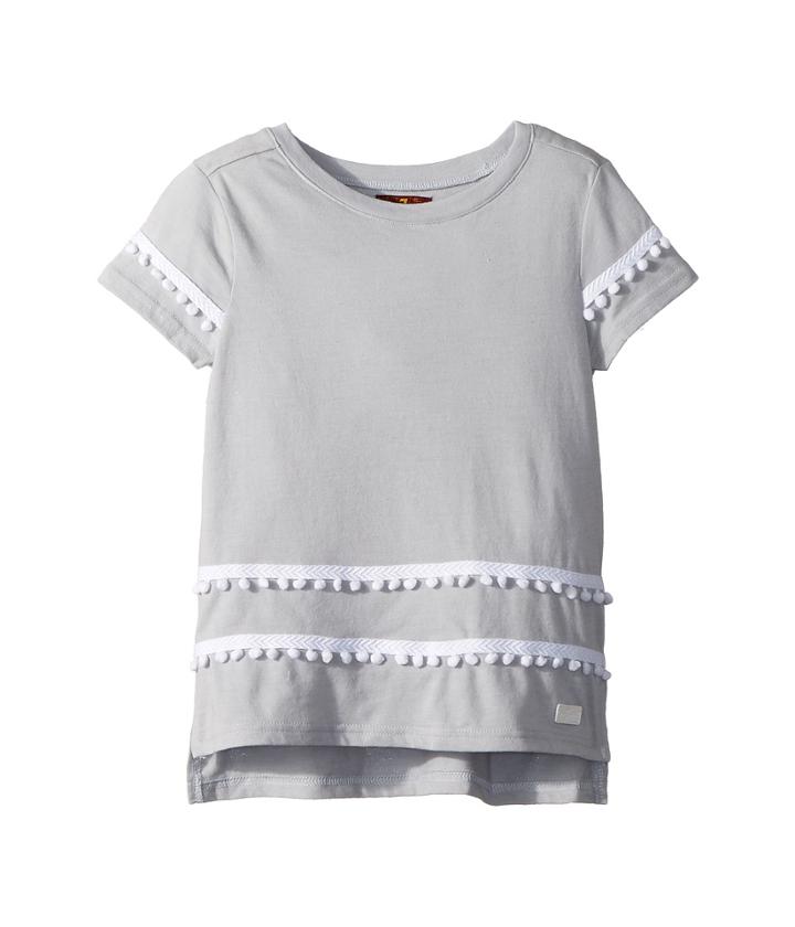 7 For All Mankind Kids High-low Tee (big Kids) (pearl Blue Stripe) Girl's T Shirt
