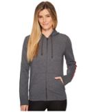 Adidas Essentials Linear Full Zip Hoodie (dark Grey Heather/real Coral) Women's Sweatshirt