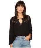 Lucky Brand Lace Mix Peasant Top (lucky Black) Women's Clothing