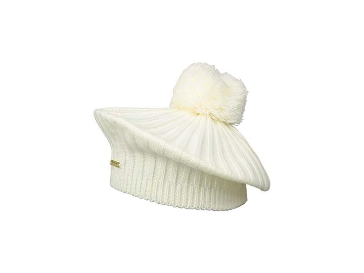 Michael Michael Kors Rib Beret W/ Pom (cream/gold) Berets