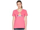 Life Is Good Vista Hike Crusher Vee Tee (fiesta Pink) Women's T Shirt