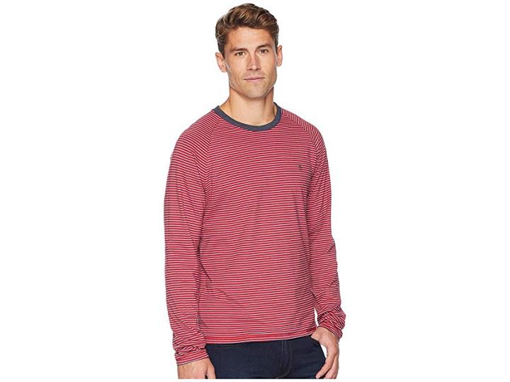 Original Penguin Long Sleeve Reversible Stripe T-shirt (dark Sapphire) Men's T Shirt