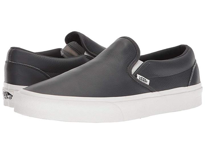 Vans Classic Slip-ontm ((leather) Asphalt/blanc De Blanc) Skate Shoes