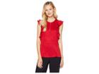 Michael Michael Kors Flounce Double Sleeve Top (red Currant) Women's Clothing