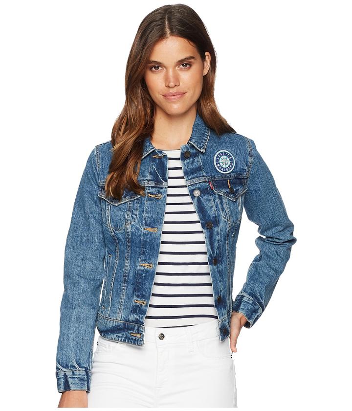 Levi's(r) Womens Seattle Mariners Denim Trucker Jacket (light Blue) Women's Coat