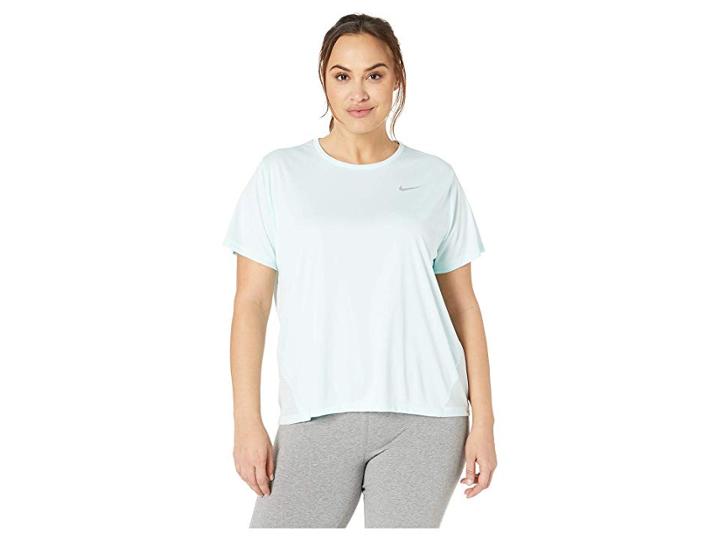 Nike Dry Miler Top Short Sleeve (size 1x-3x) (teal Tint/reflective Silver) Women's Clothing