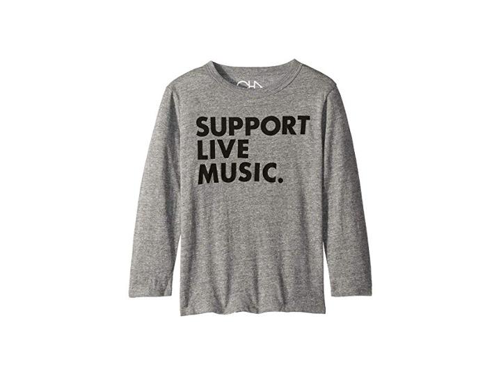 Chaser Kids Super Soft Support Live Music Print Long Sleeve Tee (little Kids/big Kids) (streaky Grey) Boy's Long Sleeve Pullover