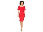 Donna Morgan Midi Length Crepe Dress With Flutter Sleeve (red/red) Women's Dress