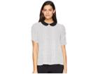Cece Puffed Sleeve Confetti Stamp Collared Blouse (antique White) Women's Blouse