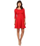 Taylor Knit Jacquard Fit And Flare Dress (red) Women's Dress