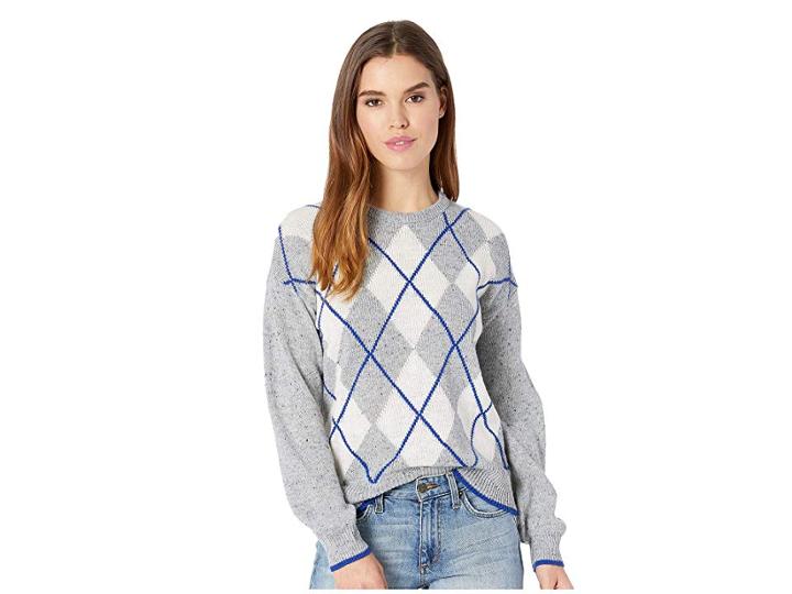 Cupcakes And Cashmere Indy Argyle Sweater (heather Grey) Women's Sweater