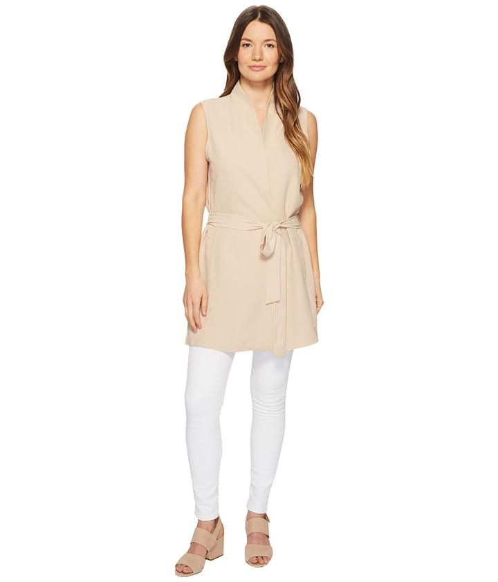 Eileen Fisher High Collar Long Vest (buttercream) Women's Vest