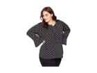 Michael Michael Kors Plus Size Scattered Foulard Lace-up Top (black/gunmetal) Women's Clothing