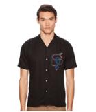 The Kooples Embroidered Shirt With A Hawaiian Collar (black) Men's Clothing