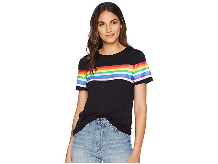 Romeo & Juliet Couture Rainbow Printed T-shirt (black) Women's T Shirt