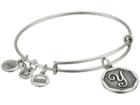 Alex And Ani Initial Y Charm Bangle (rafaelian Silver Finish) Bracelet
