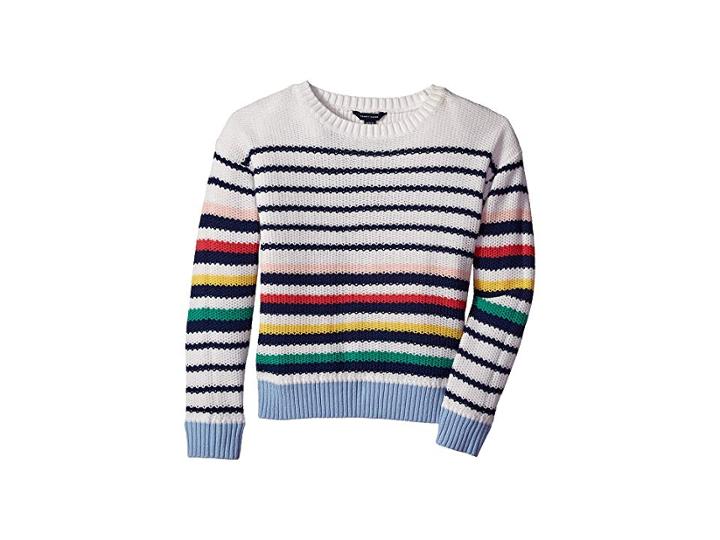 Tommy Hilfiger Kids Variegated Stripe Sweater (big Kids) (white) Girl's Sweater