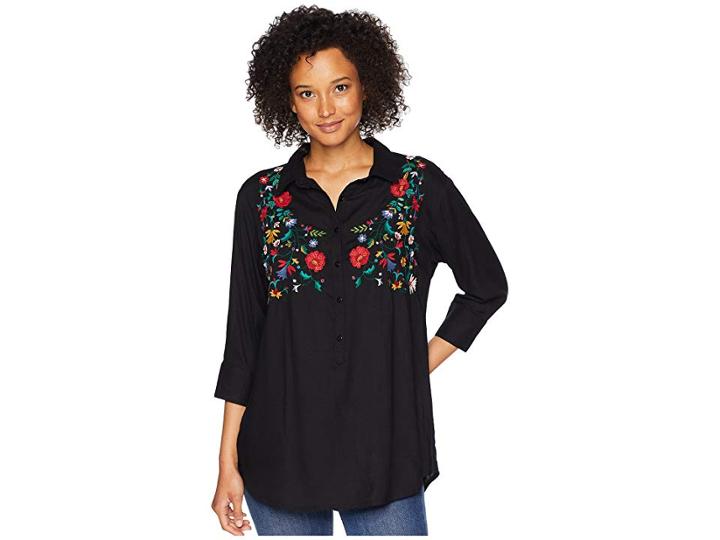 Roper 1813 Rayon Tunic (black) Women's Blouse