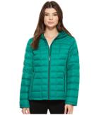 Michael Michael Kors Zip Front Hooded Packable M823394f (emerald) Women's Coat
