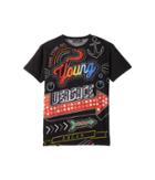 Versace Kids Short Sleeve Neon Lights Logo Graphic T-shirt (big Kids) (black/multi) Boy's T Shirt