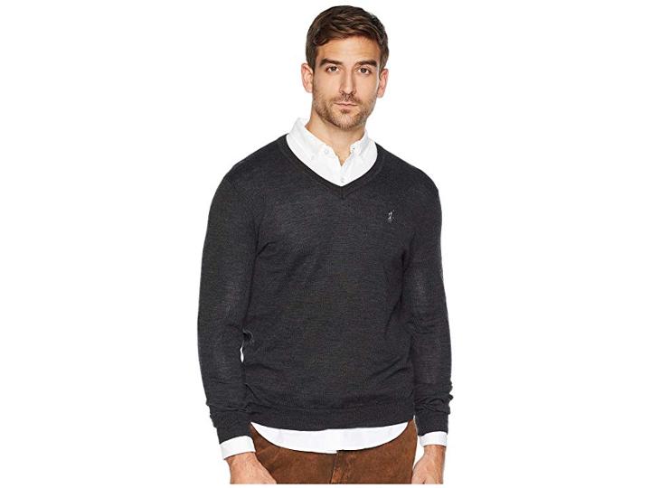 Polo Ralph Lauren Washable Merino V-neck Sweater (dark Granite Heather) Men's Sweater