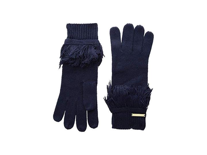 Michael Michael Kors Rib Fringe Gloves (navy/gold) Extreme Cold Weather Gloves