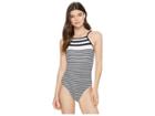 Lauren Ralph Lauren Modern Marine Shaping High Neck Lace Back Mio One-piece (black/white) Women's Swimsuits One Piece