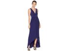 Adrianna Papell High-low Draped Front Jersey Gown (admiral Blue) Women's Dress