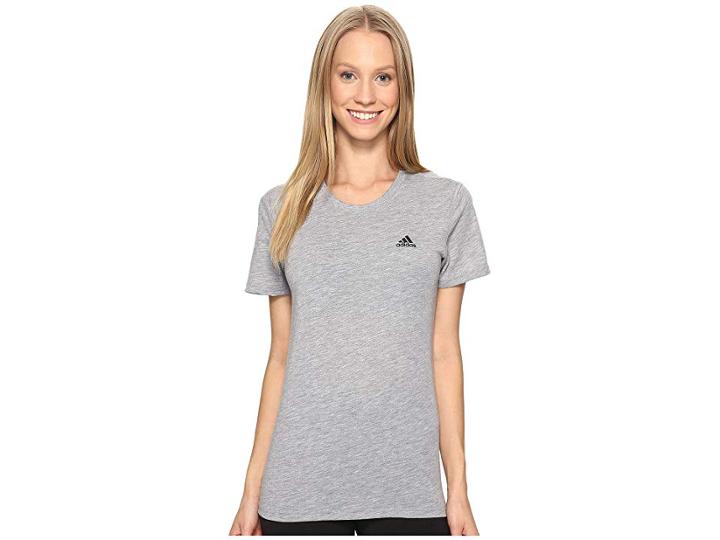 Adidas Ultimate Short Sleeve Tee (medium Grey Heather/black) Women's Short Sleeve Pullover