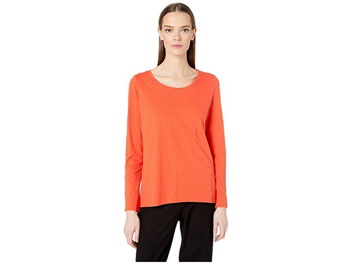 Eileen Fisher Wide Neck Top (hot Red) Women's Clothing